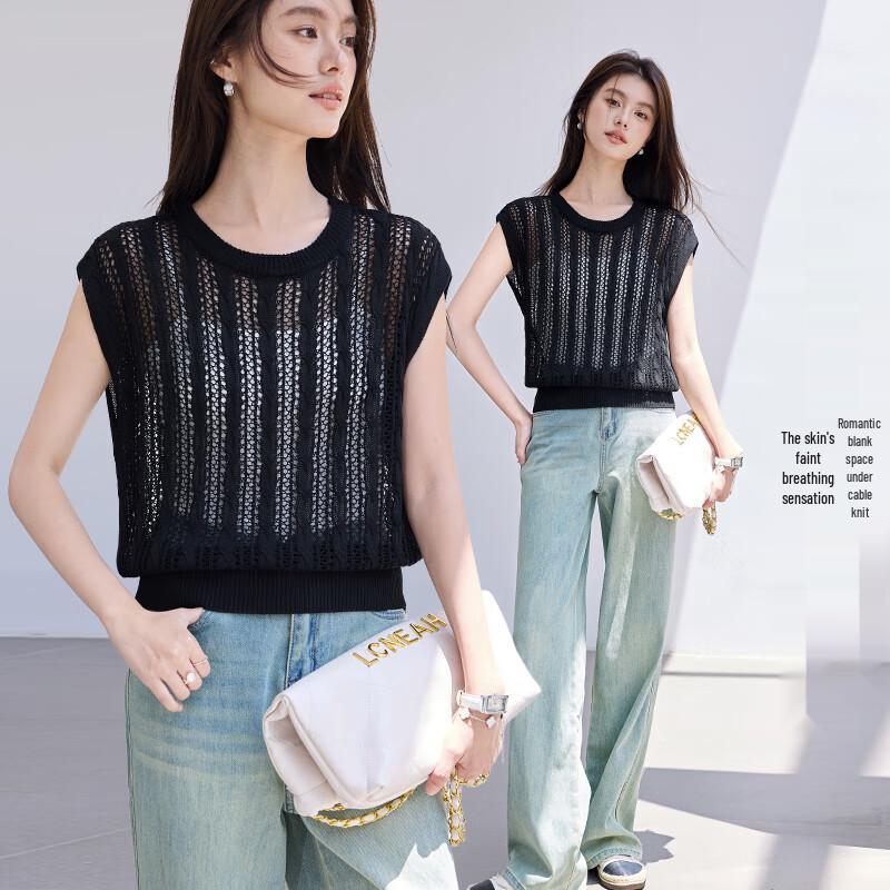 

VICTORIA&VERA Женский ажурный топ без рукавов с кабельным узором M