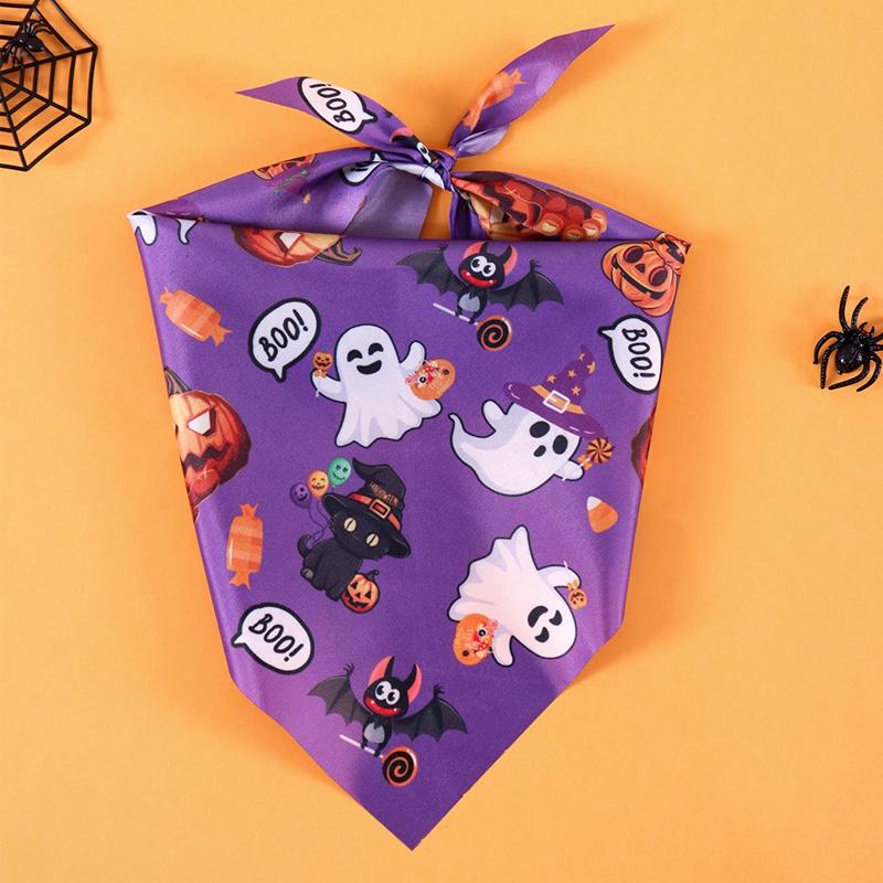 2 Pack Halloween Dog Bandanas Pumpkin Ghost Dog Triangle Scarf Pet Bibs Halloween Dog Bibs Bandanas For Dog Accessoires