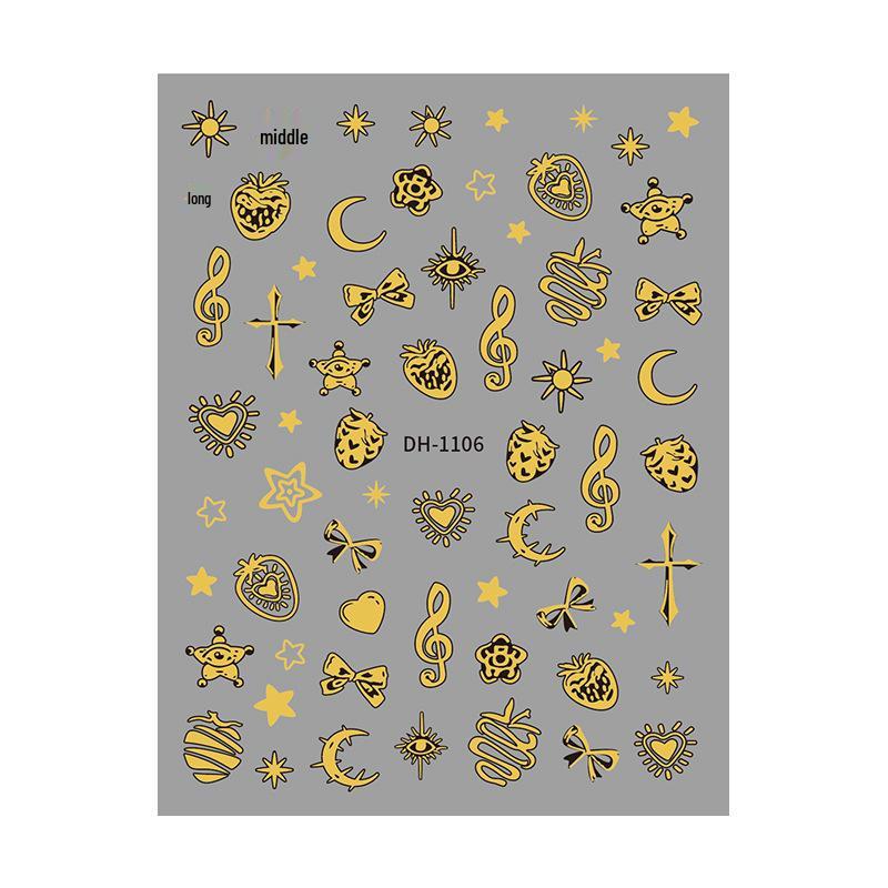 Redanco 3D Halloween Ghost Music Nail Stickers DH1106 Gold Model DH-1106
