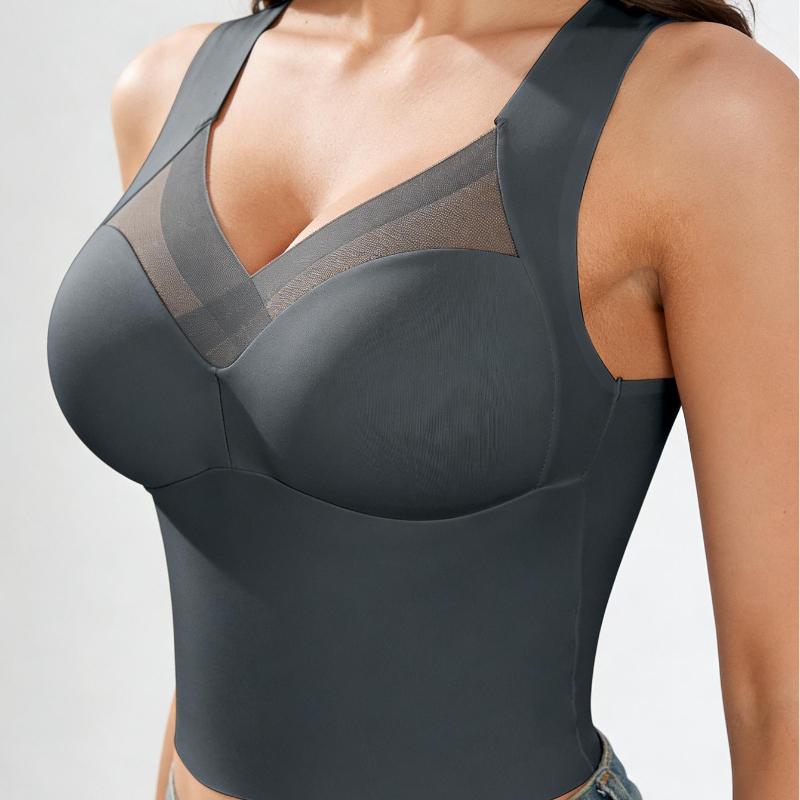 BH, Ohne Bügel, Sport-Tanktop, Raffung seitlich am Busen, Push-Up, Hohe Elastizität, Integrierte Polsterkörbchen