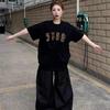 Pure Cotton American Leopard Print Letter Short-sleeved T-shirt Women's New Summer Design Loose Large Size Fat MM Top