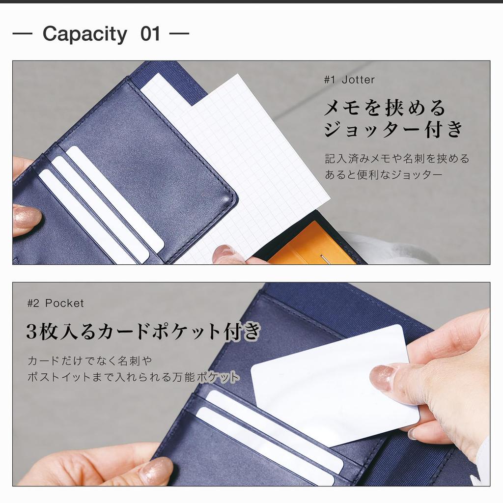 Capa para Caderno Rodia Tamanho A6 13 Couro Genuíno Couro Premium Estojo para Caderno com Porta-Canetas e Armazenamento para Adesivos e Cartões de Visita RD2 [BLUE SINCERE] Não. Suporte, Bolso,