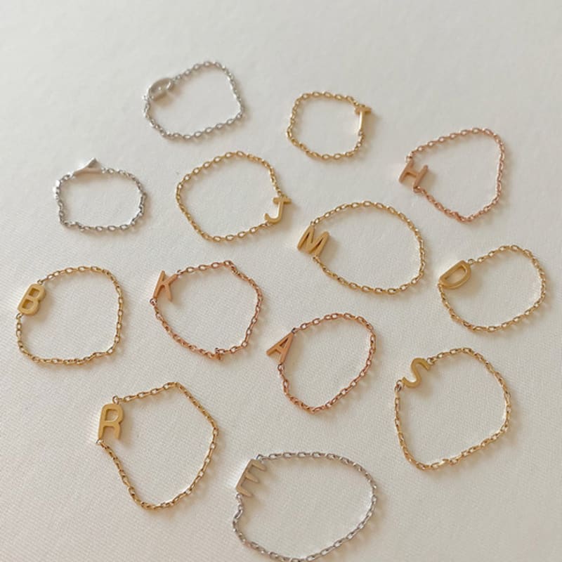 Taupe 14k gold et chain ring