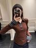 Women's Red Plaid Polo Collar Faux Two-Piece Slim-Fit Top for Autumn/Winter