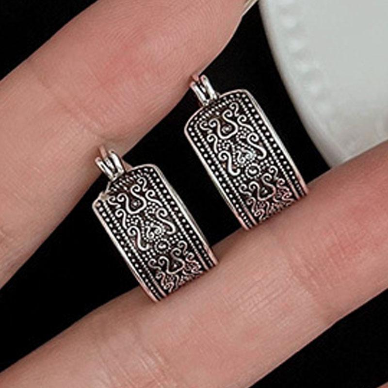 925 Sterling Silver Grass Pattern Luxury Vintage Earrings For Woman Engagement Minimalist Jewelry Accessories Prevent Allergies