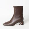 Fashion New 5cm Irregular Curved Heel Black Brown Short Boots European American Autumn Winter Fashion High Heels Women Ankle Boots 40