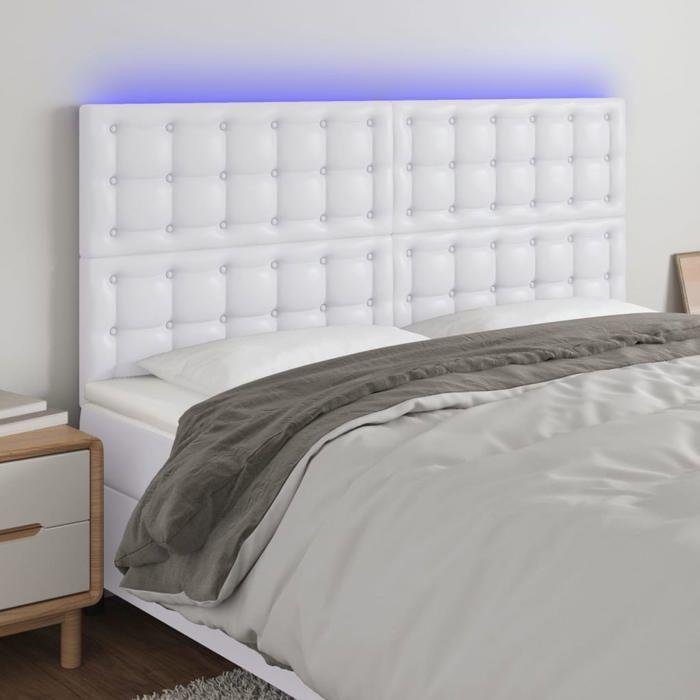 VidaXL Tête de Lit à LED Meuble de Chambre à Coucher Accessoire de Lit Double Tête de Cadre de Lit Intérieur Blanc 3122533