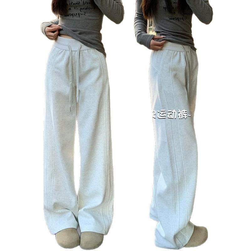 White gray wide-leg pants children's autumn new small casual narrow version scimitar straight banana sweatpants