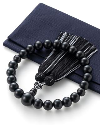Prayer Beads for Men Traditional Crafts Supervised by Funeral Funeral Juju Informal Prayer Beads for Men Black Silver [Fukushodo] [Kyoto
