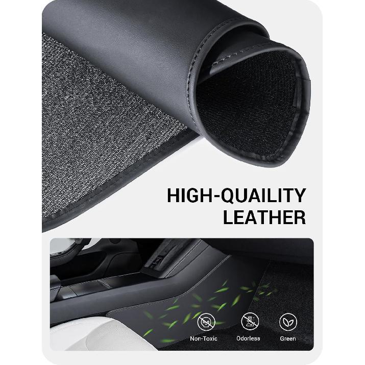BASENOR 2026 2025 2024 Tesla Model 3 Highland Center Console Side Anti-Kick Mats, Waterproof & Dust Resistant Protector Cover Front Seat Side Leather