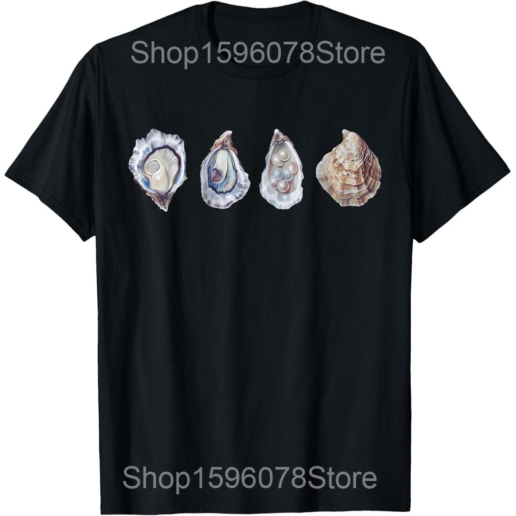 Oyster Club Oysters Summer Holiday Vintage T Shirts Men Cotton Humor Streetwear Tee Shirt Short Sleeve Unisex Loose Clothing