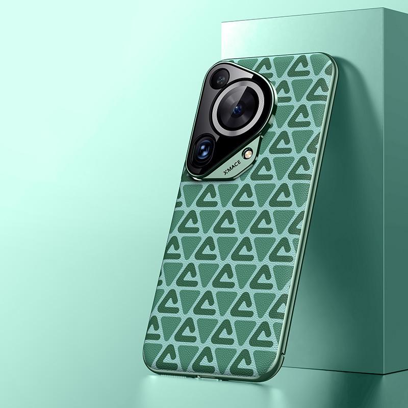 

KEYSION Роскошный чехол из искусственной кожи для Huawei Pura 70 Ultra P70 Pro с покрытием ПК, защитный чехол для камеры телефона для Huawei Pura 70 Pro + for Pura 70 Ultra зелёный