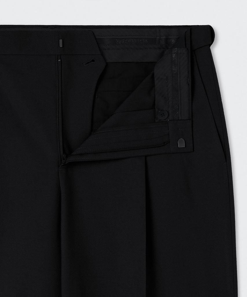 Musinsa Standard Whipcord One-Pleat Wide Hidden Banding Slacks [Black]