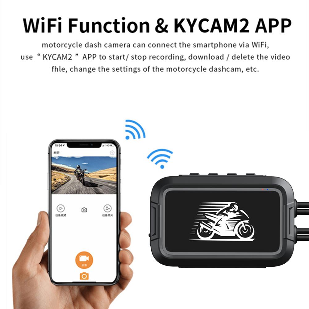 Motorbike Video Camera 150 Degree View Angle Dual 1080P Front Rear View Dash Cam WiFi GPS Motorcycle Camera Moto Recorder Box