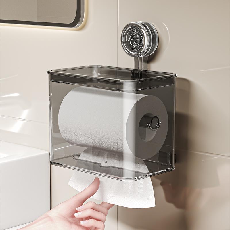 Wall-Mounted No-Punch Toilet Paper Dispenser and Storage Holder