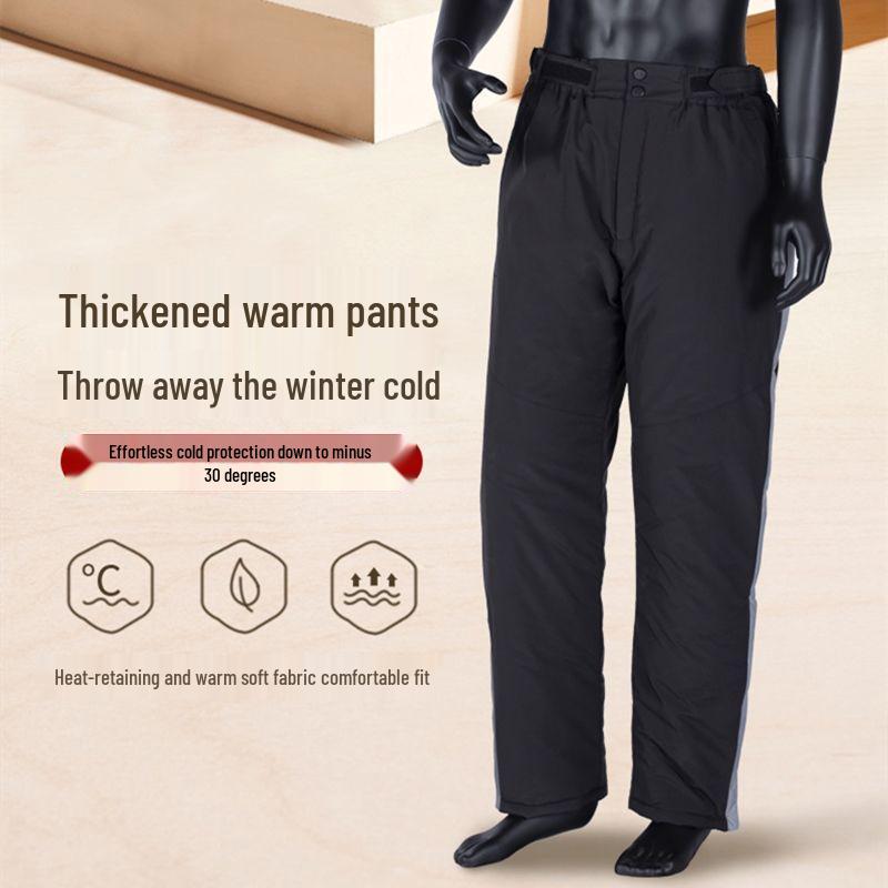 Herren Wasserdichte Winter Baumwollhose mit Doppelreißverschluss - Schnellverschluss, Lockere Passform, Plus Samt, Warm für Outdoor und Angeln.