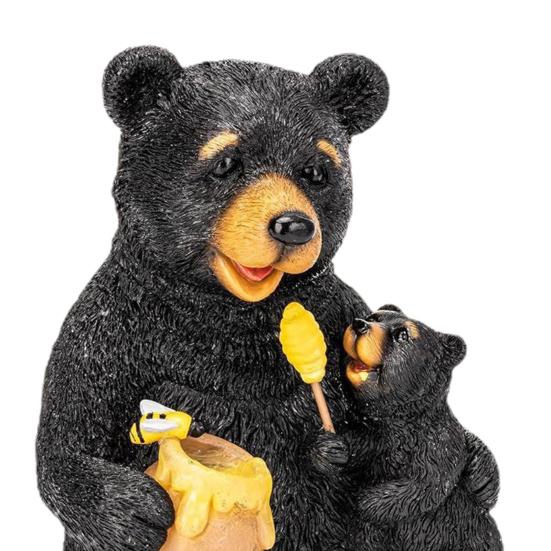 Solar Bear Lamp Figurine Weather-proof Outdoor Garden Yard Pathway Patio Lawn LED Honey Jar Bear Resin Statue Sculpture Decoration Light
