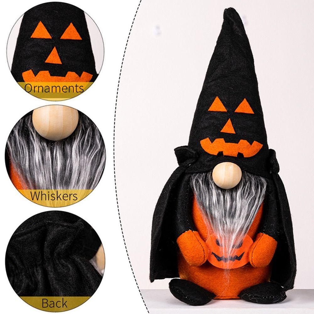 Funny Pointed Hat Witch Doll Realistic Halloween Faceless Doll Ornament Bar Home Decor