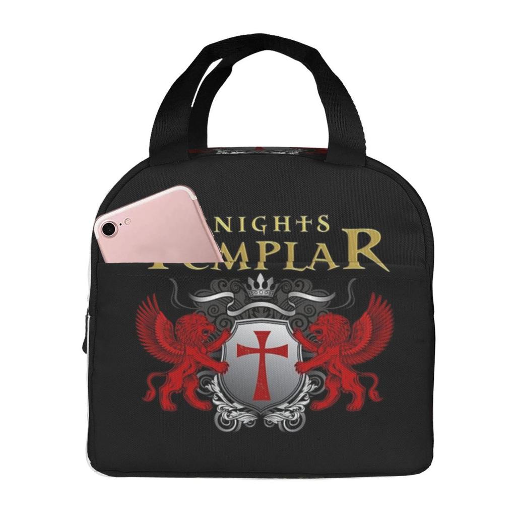 Templar Shield Cross Knights Templar Insulated Lunch Bag for Women Office Cooler Thermal Food Box Tote Portable Lunch Boxes