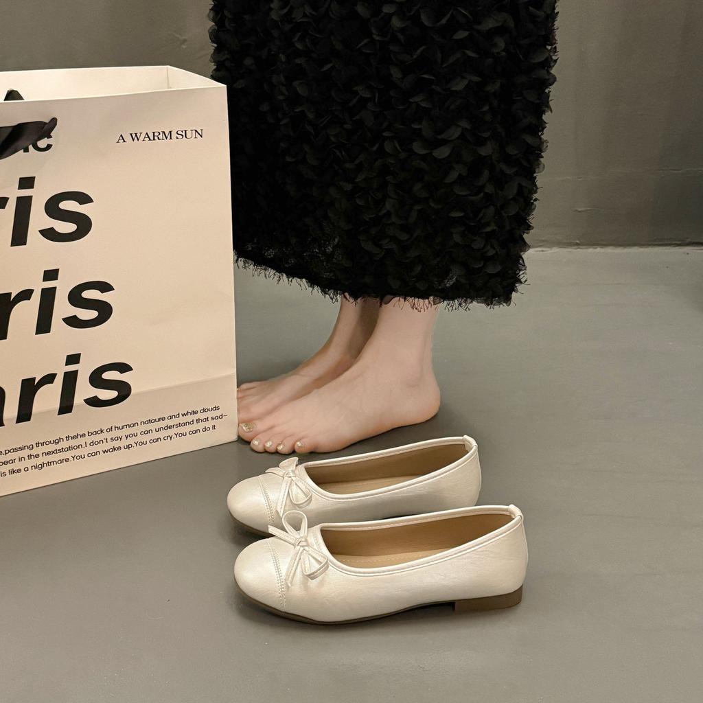 2025 new gentle fairy style single shoes female 2025 new French elegant bow round head light mouth skirt