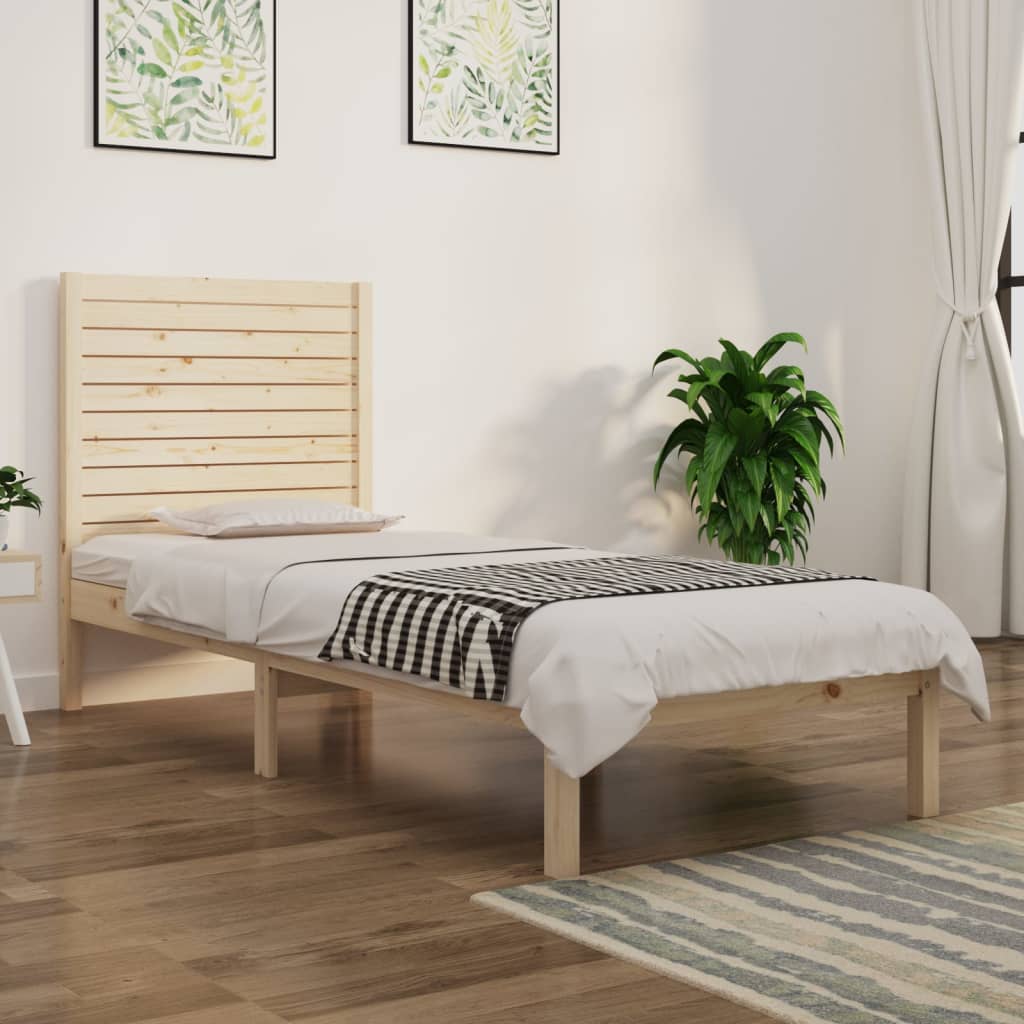 Vidaxl Bed Frame, Solid Wood, 90X190 Cm, Single