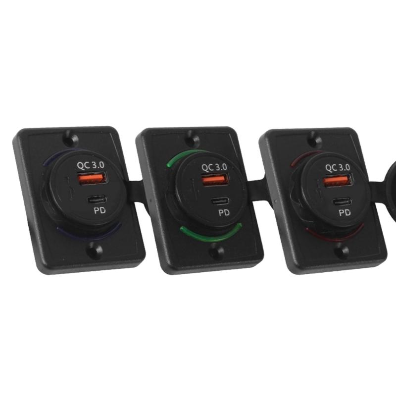 Quick Charge QC3.0 PD Type C Charge USB Outlet Waterproof USB Charge Adapter for RVs Camper Double USB Charging Socket