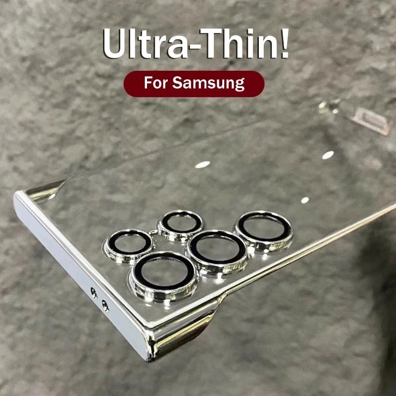 Luxusný pokovovaný bezrámčekový kryt pre Samsung Galaxy S25 S24 Ultra S23 S22 Tenký Priehľadný Ochrana Objektívu Fotoaparátu Nárazuvzdorný Kryt
