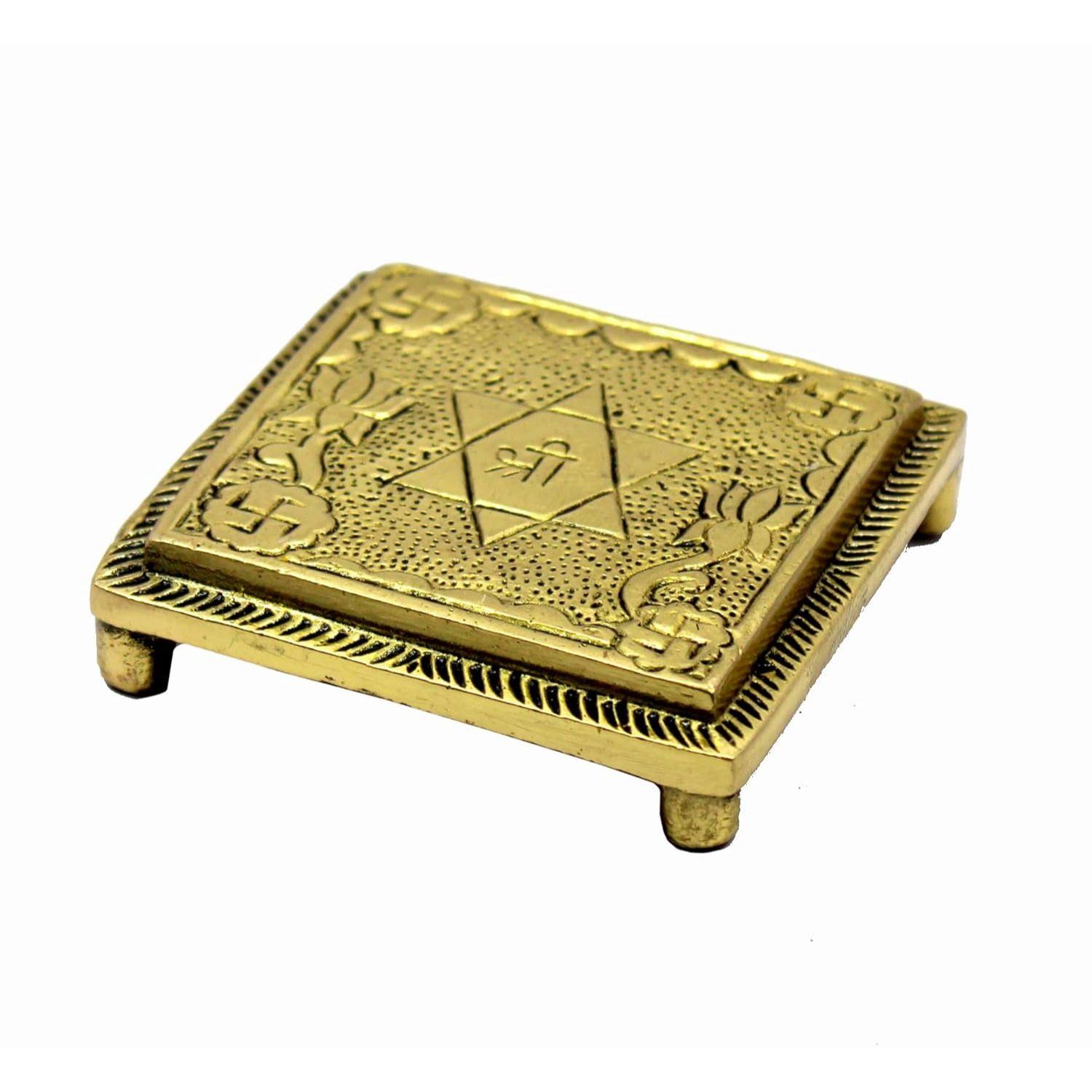 ESPLANADE Brass Pooja Mandir Chowki Peetha Peeta God s Stool - Puja Articles - 2.6 Inches