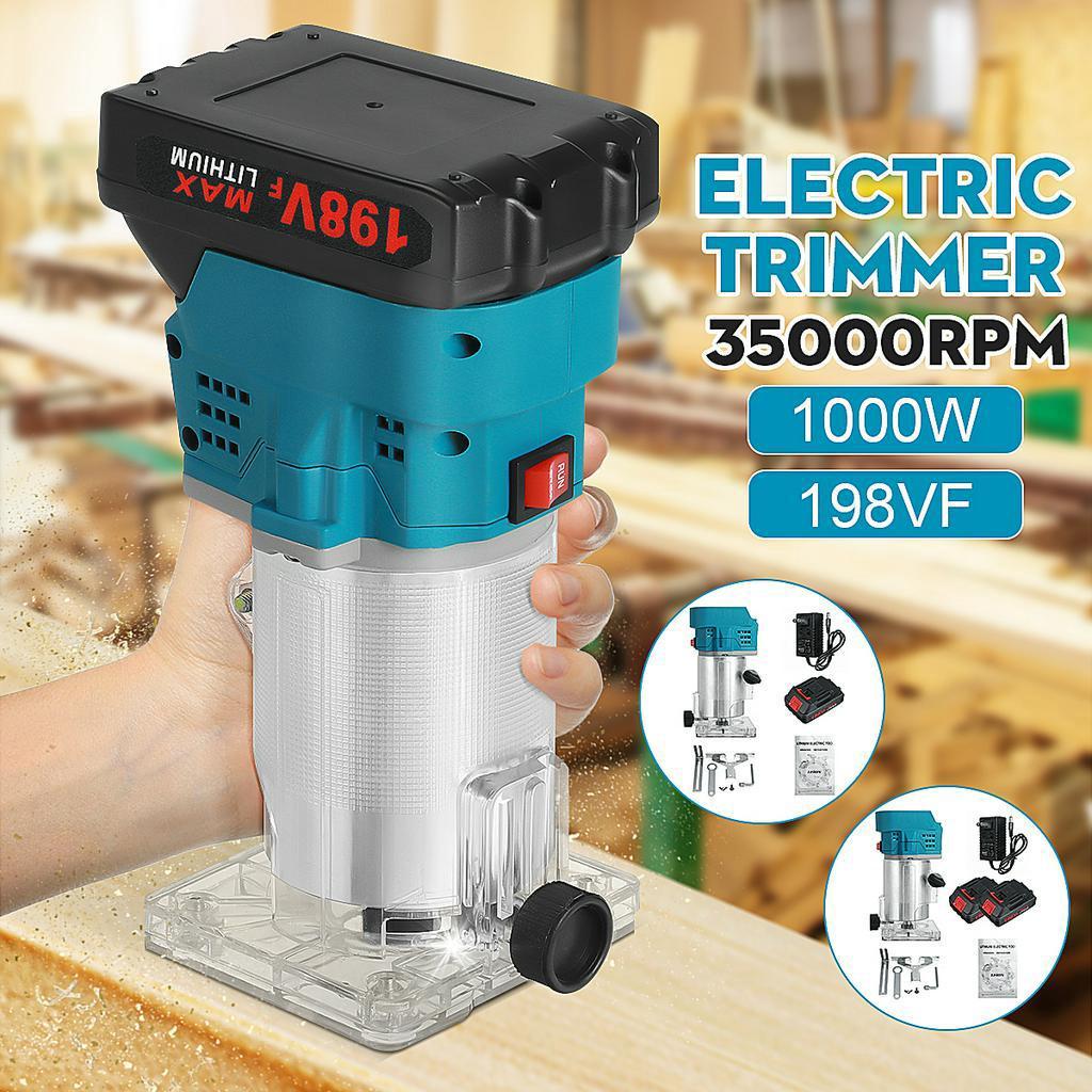 

1000 Вт 30000 об/мин Машина для обрезки ламината Дерево Электрический ручной триммер Деревообработка Пальмовый фрезер Беспроводной 2 x Batteries