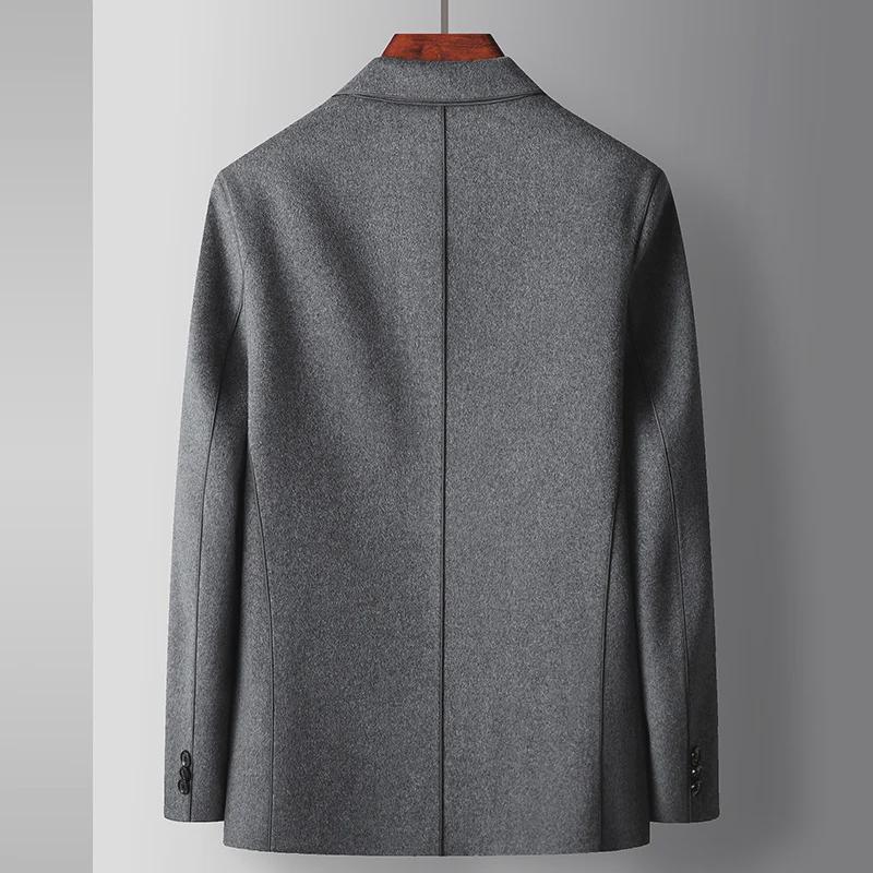 Men's Woolen Casual Suits: 2024 Autumn/Winter Solid Color Thickened Coats for Middle-aged and Young