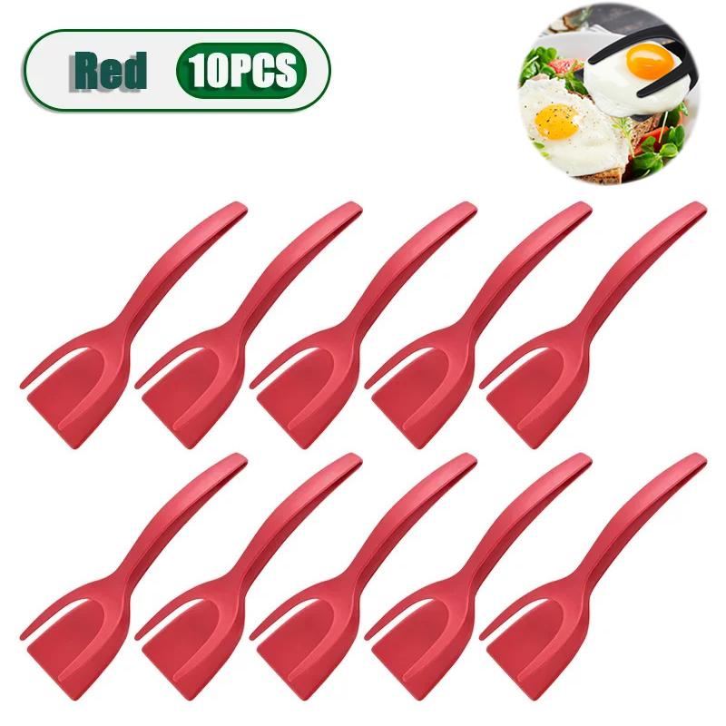 2 In 1 Nylon Grip Flip Tongs Egg Spatula Tongs Steak Spatula Tongs Clamp Pancake Fried Turners Kitchen Accessories
