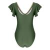 Women's Solid Color Belly Covering Fashionable V-Neck Bathing Suit Swim