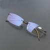 Man Rimless Reading Glasses Women Blue Light Blocking Read Glasses HD Lenses Presbyopic Eyewear Half Frame Presbyopia Eyeglasses