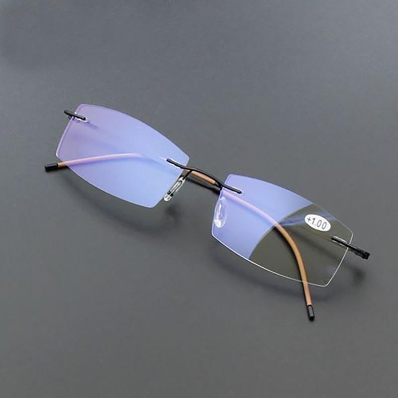 Man Rimless Reading Glasses Women Blue Light Blocking Read Glasses HD Lenses Presbyopic Eyewear Half Frame Presbyopia Eyeglasses