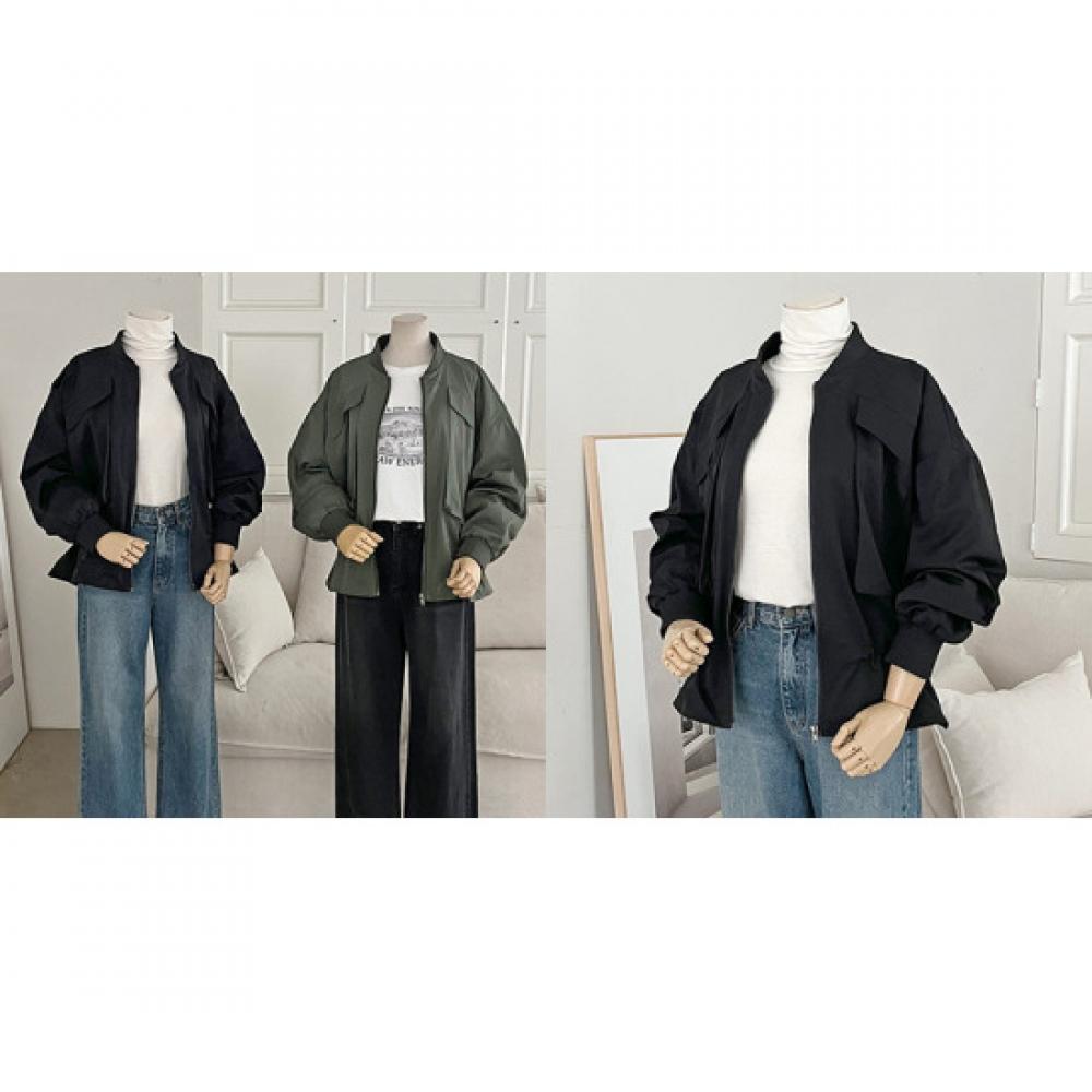 Shop Women Big Pocket Shirring Flight Jacket Blouson Dgb Wjp 3850