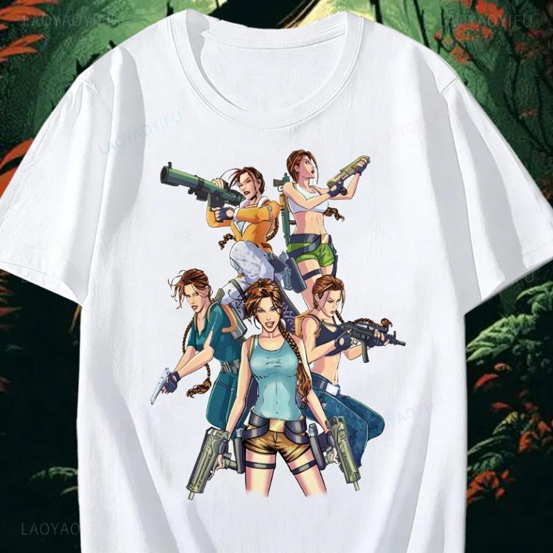 Tomb Raider Lara Croft Unisex Printed Cotton Tshirt Action Adventure Game Fan Graphic Tee Streetwear Casual Top For Gamers