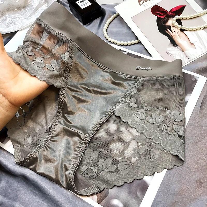 Braguitas de Satén de Lujo Ligero con Encaje Talla Grande Cintura Alta Reductoras de Abdomen para Señoras Levantamiento de Cadera Entrepierna de Malla Transpirable Algodón Pantalones Triangulares