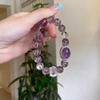 Amethyst & Weißer Kristall Glücksbringer-Armband: Lila & Gelber Bolivianischer Kristall für Damen