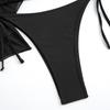 Sexy Costume da Bagno Bikini in Pizzo Moda da Spiaggia Monocolore Set da Donna Tre Pezzi