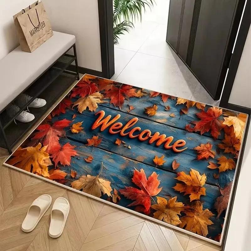 Stone Flower Print Welcome Doormat Living Room Bedroom Entrance Carpet Vintage Farmhouse Interior Decoration Carpet
