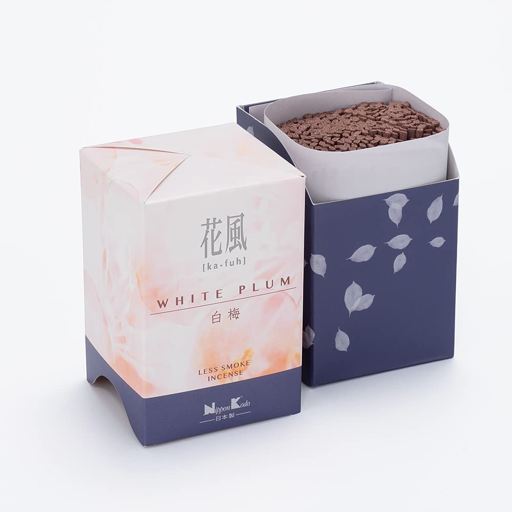 

Hanakaze White Plum Mini Incense Sticks (Box Dimensions: 5 x 5 x 7.4 cm) - Ideal for Compact Buddhist Altars (Nippon Kodo)