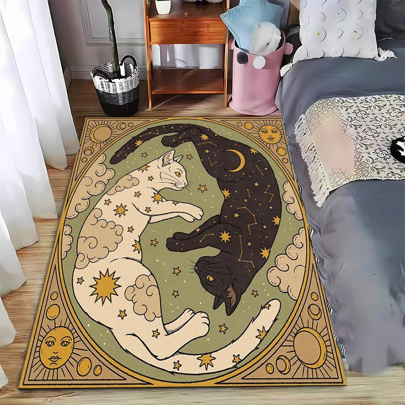 

Dreamy Cat Design Rug with Starry Themes Suitable for use as an anti-slip game mat for living room and bedroom sofas 40x60cm( 15x23in )