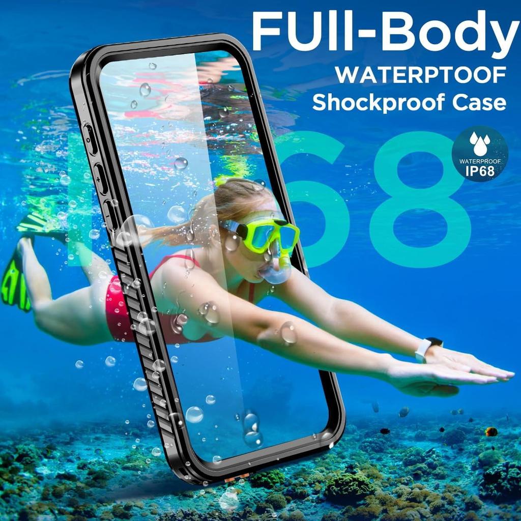 For iPhone 17 Pro Case Waterproof, Built-in Screen Protector Shockproof Dustproof Snowproof Full Body Rugged Underwater Phone Case with Lanyard