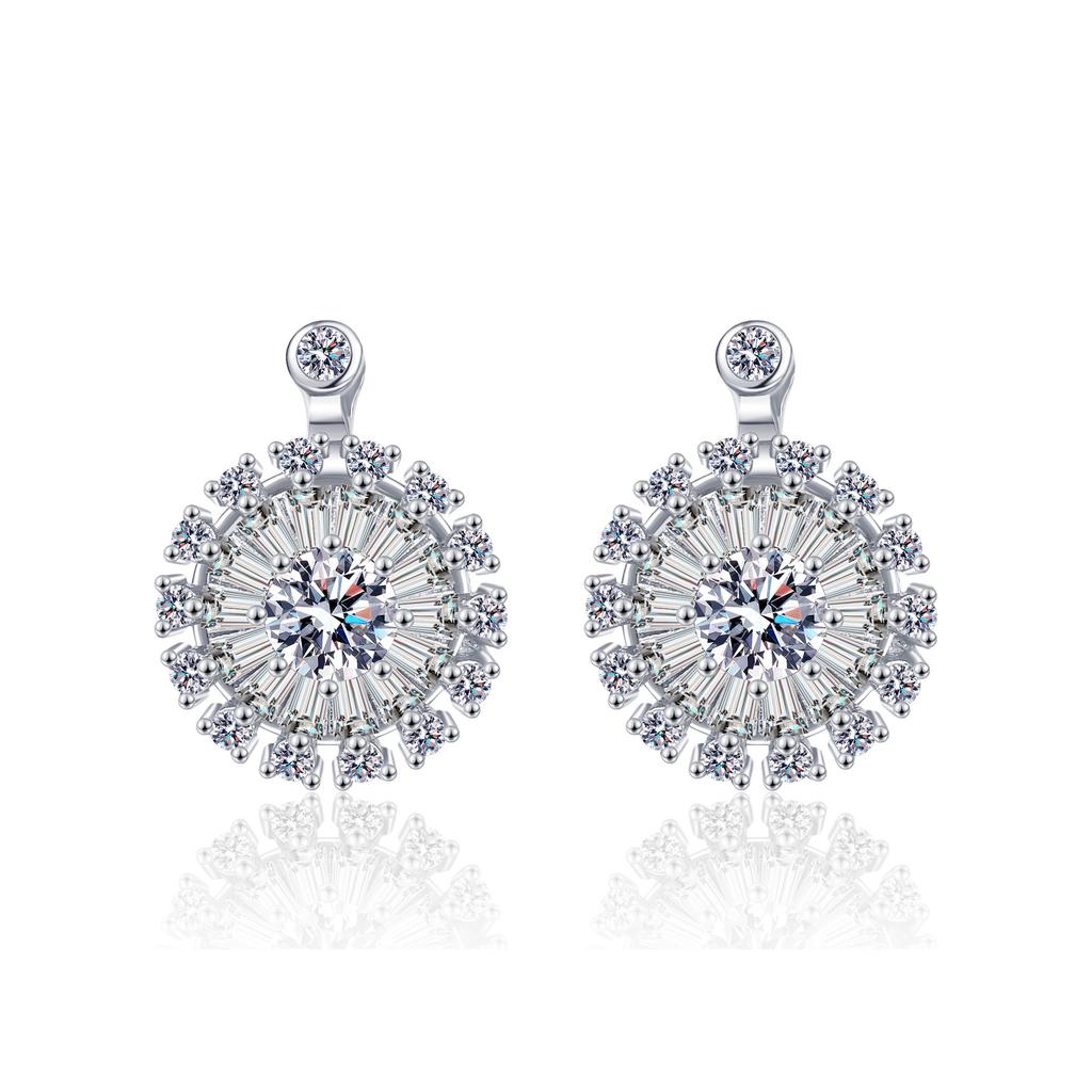 Stylish Rotatable Sun Flower Earrings Ring Set Full of Diamond Small Daisy Clavicle Chain