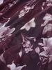 Rosegal Plus Size Flowers Print Heart Buckle Surplice Butterfly Sleeves Ribbed Textured Dress
