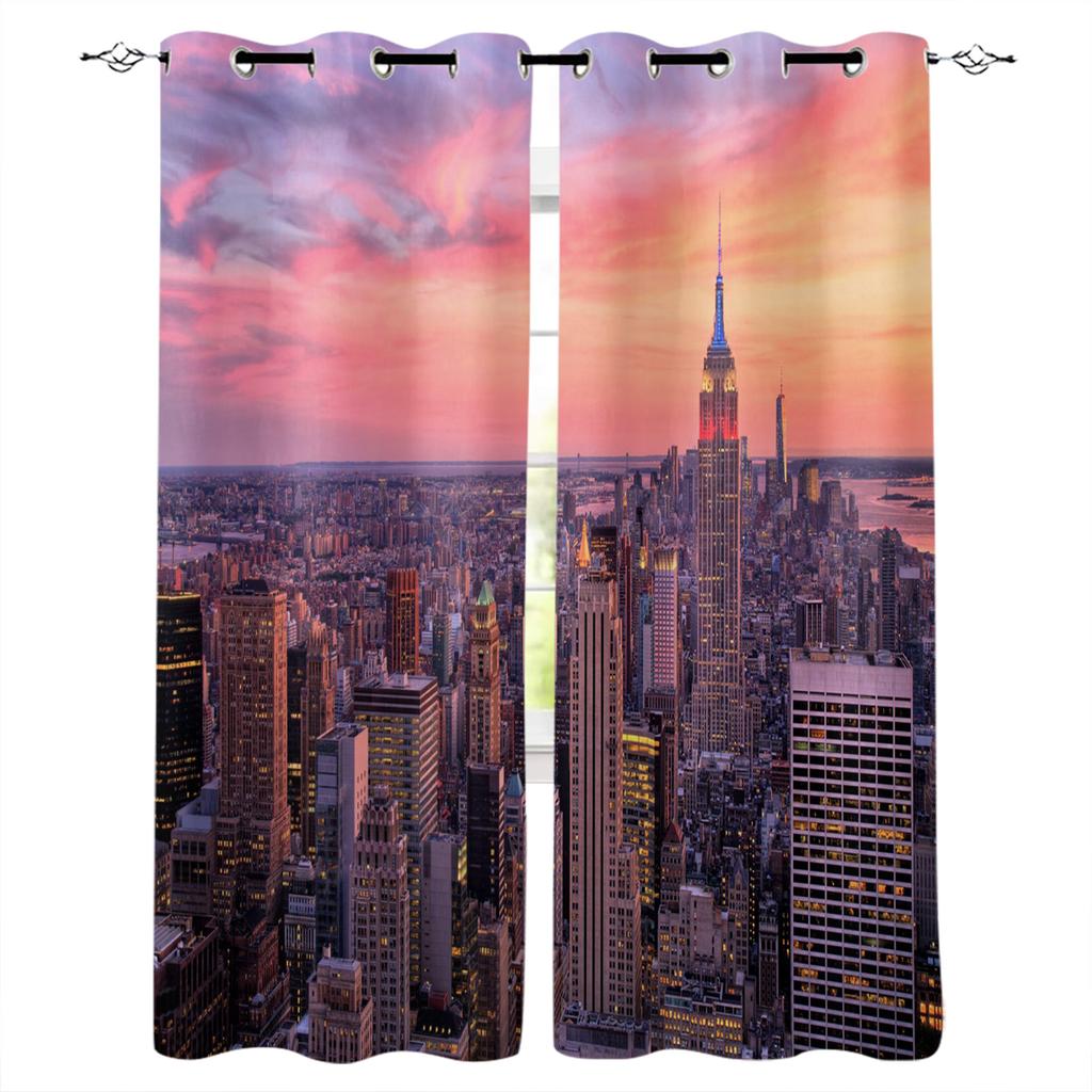 Hamanton Architecture In New York City Window Curtains Scenic Curtains for Living Room Decorative Items Living Room