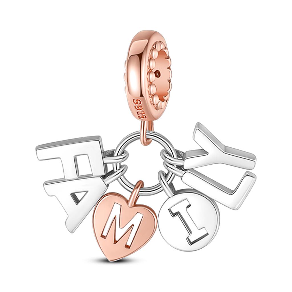 Colorful Charms Bead Jewelry Copper Rose Crown Rainbow Heart Shape Dangle Fit Pandora Bracelet Necklace Diy Marking