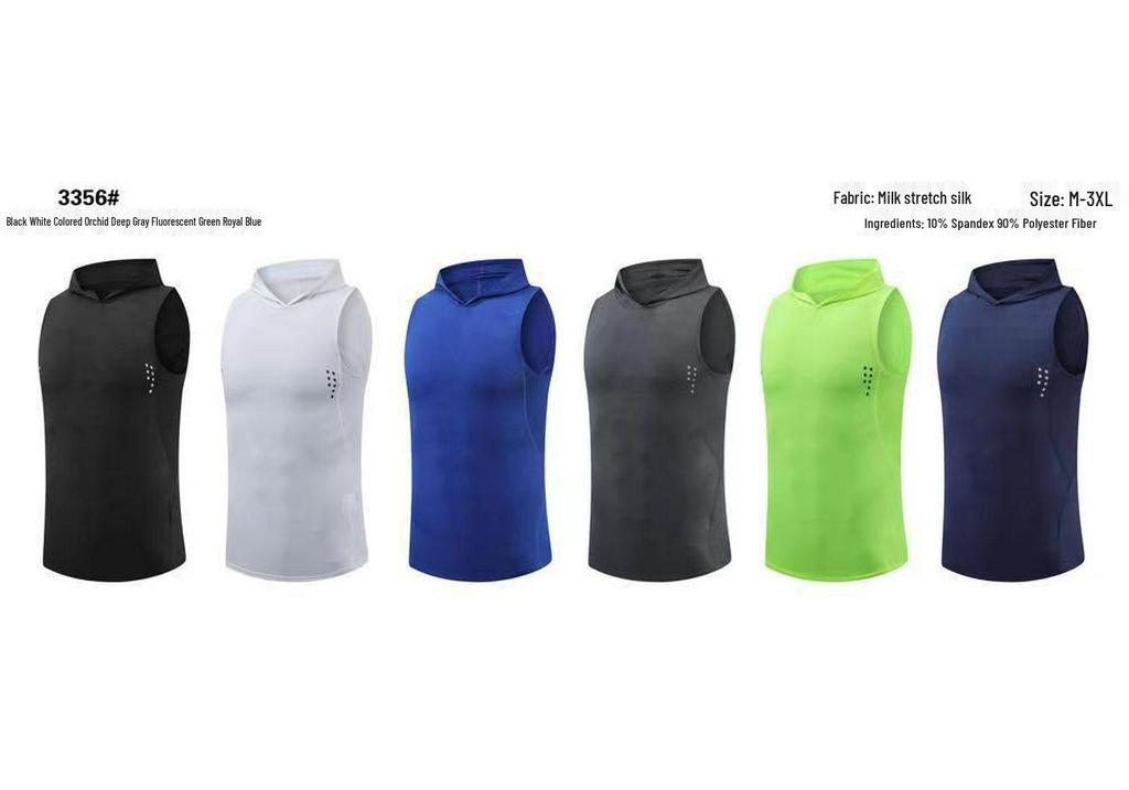 Men's Quick-Dry Hooded Sleeveless Running Vest - Breathable Fitness Top