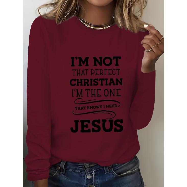 ITCIJ Letter-printed Long-sleeve for Autumn and Winter T Shirt