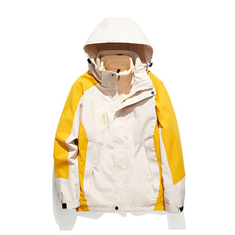 Autumn and Winter New Outdoor Sports Jacket Men's and Women's Color Matching Detachment Cap Waterproof, Windproof and Breathable Clothing